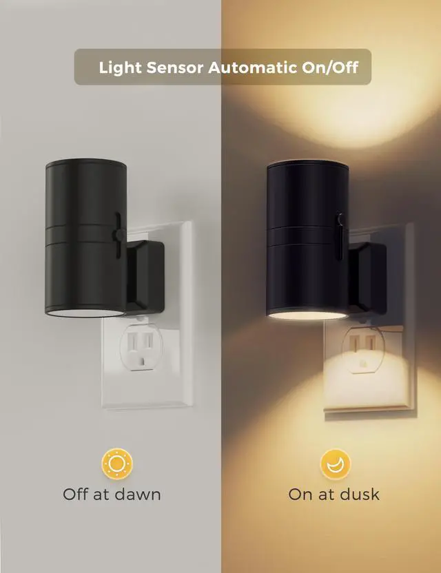 Alt view image 2 of 7 - Night Light Plug in, Modern Night Lights Plug into Wall, Dusk to Dawn Sensor, Soft White 3000K, 0-100LM Adjustable Brightness, Dimmable Night Lights for Hallway Bedroom Stairway, 2 Pack