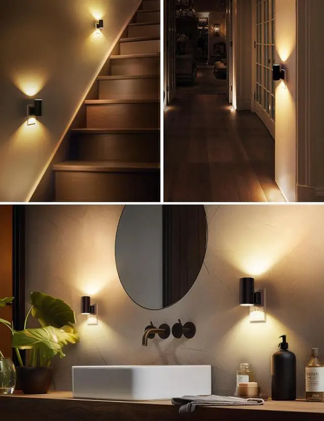 Alt view image 5 of 7 - Night Light Plug in, Modern Night Lights Plug into Wall, Dusk to Dawn Sensor, Soft White 3000K, 0-100LM Adjustable Brightness, Dimmable Night Lights for Hallway Bedroom Stairway, 2 Pack