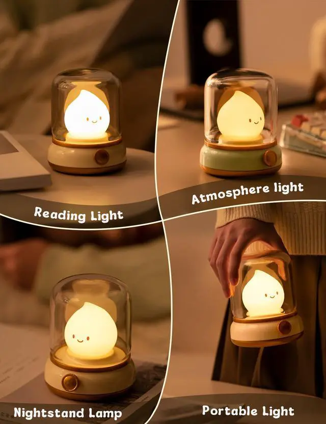 Alt view image 6 of 7 - Flameless Candles Lamp, Led Candles,Cute Kerosene Lamp,Silicone Flame Amber Light,Adjustable Dimmable Rechargeable Night Light for Kids,Girls,Teenager Kids Bedroom Christmas