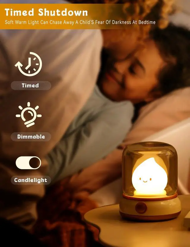 Alt view image 4 of 7 - Flameless Candles Lamp, Led Candles,Cute Kerosene Lamp,Silicone Flame Amber Light,Adjustable Dimmable Rechargeable Night Light for Kids,Girls,Teenager Kids Bedroom Christmas