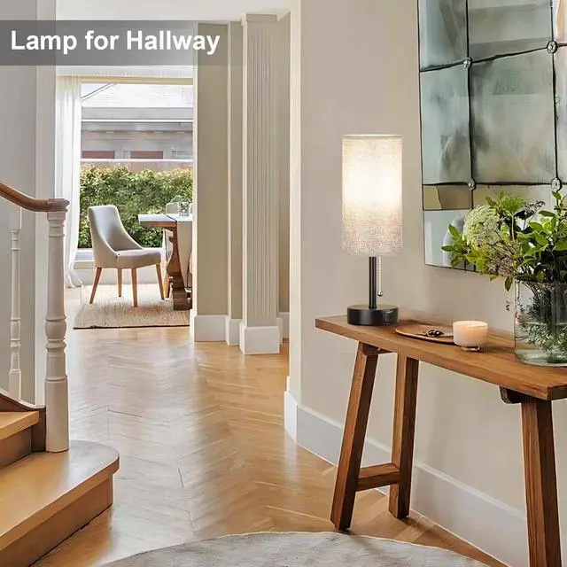 Alt view image 4 of 7 - Grey Bedside Lamp for Bedroom Nightstand - Small Table Lamp with USB A + C Charging Port, 3 Color Temperatures Pull Chain Night Stand Light with Bulb, Side Table Desk Reading Lamp for Living Room/Dorm