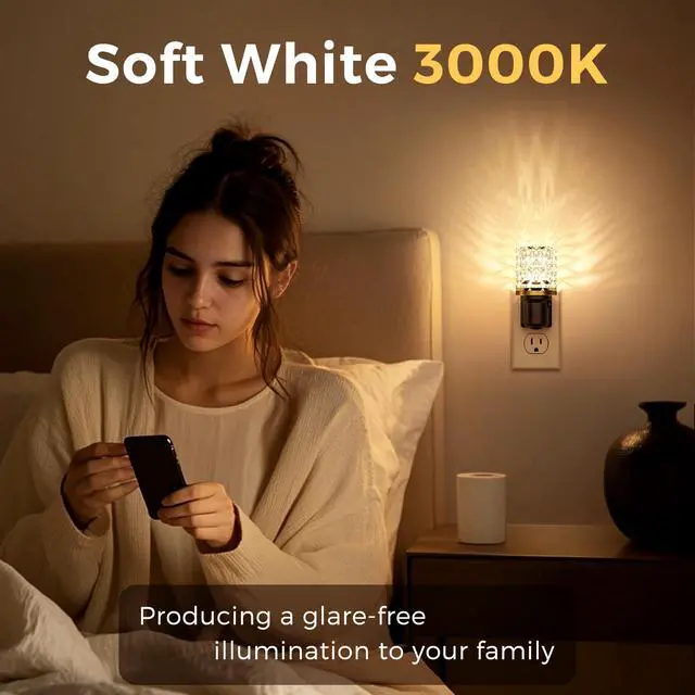 Alt view image 2 of 7 - LED Night Light, Dimmable Night Lights Plug into Wall, Automatic Night Lights Plug in with Auto Light Sensor, 0-100LM Adjustable Brightness LED Night Light, for Bedroom Hallway Home Decor