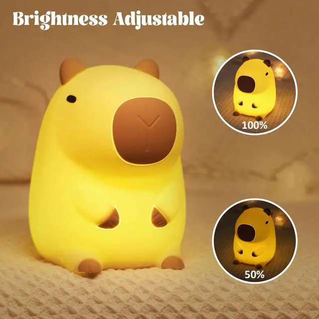 Alt view image 6 of 7 - Capybara Night Light - Adorable Silicone Lamp for Kids, Babies, Adults | Cute Capybara Gift, Nursery Bedroom Decor
