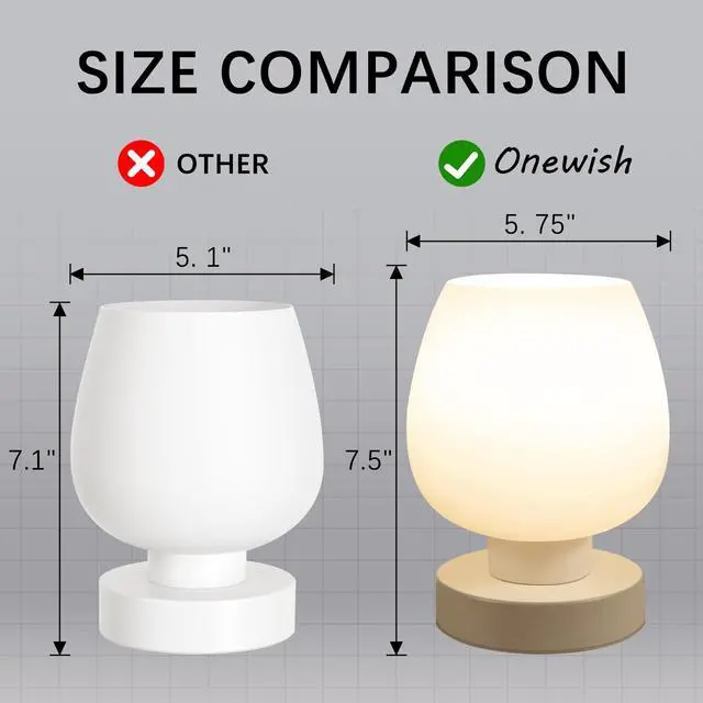 Alt view image 7 of 7 - Touch Bedside Table Lamp - Modern Small Lamp for Bedroom Living Room Nightstand, Desk lamp with White Opal Glass Lamp Shade, Warm LED Bulb, 3 Way Dimmable, Simple Design