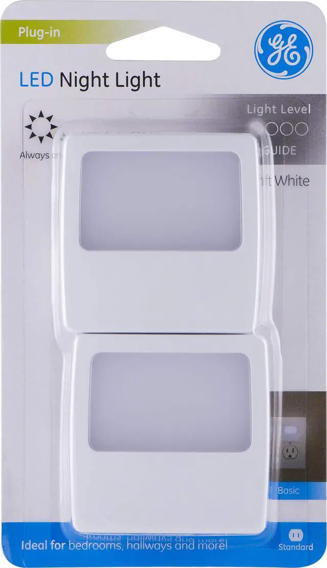 Alt view image 7 of 7 - White Always-On LED Night Light, Plug into Wall, Compact, Soft Glow, UL-Listed, Ideal for Bedroom, Nursery, Bathroom, Hallway, 11311, 2 Pack