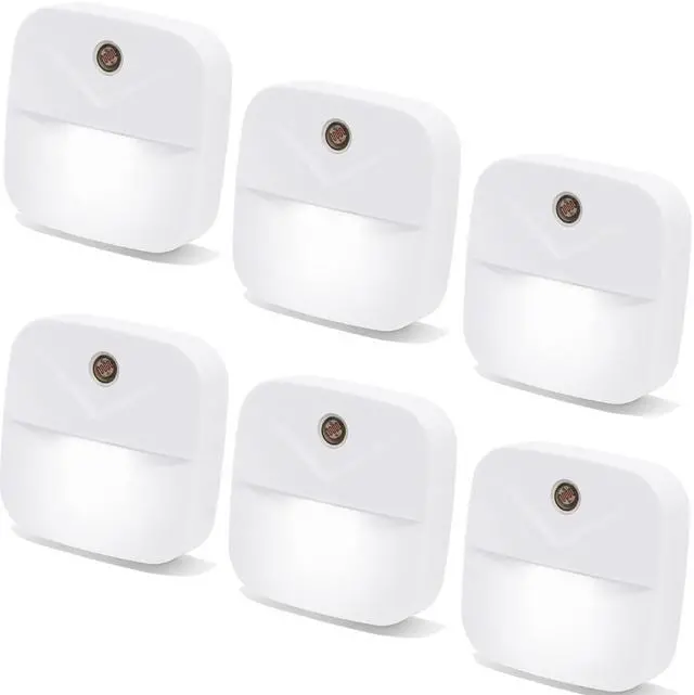 Main image of 6 Pack Night Light Plug in, White LED Nightlights with Smart Dusk to Dawn Sensor, Plug into Wall Nightlights Suitable for Bedroom, Bathroom, Hallway, Kitchen, Stairs, Kids, Adults