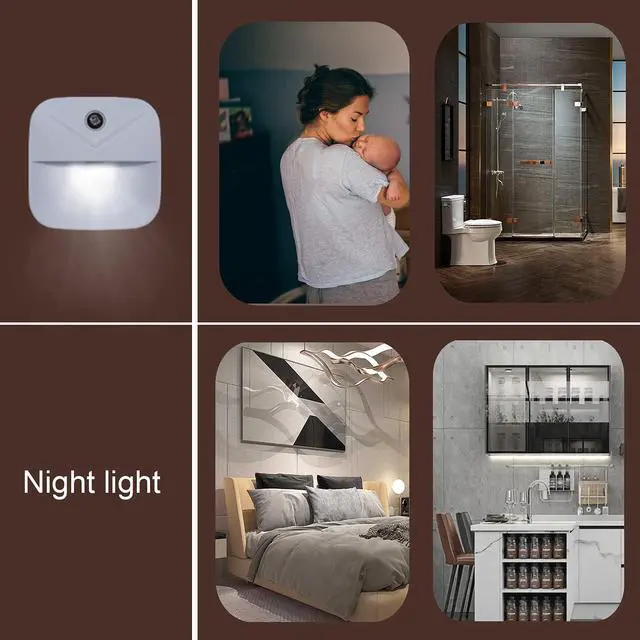 Alt view image 7 of 7 - 6 Pack Night Light Plug in, White LED Nightlights with Smart Dusk to Dawn Sensor, Plug into Wall Nightlights Suitable for Bedroom, Bathroom, Hallway, Kitchen, Stairs, Kids, Adults
