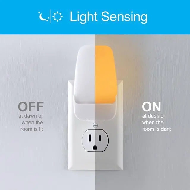 Alt view image 2 of 7 - Sleeplite Night Lights Plug Into Wall, Dusk to Dawn Sensor, Ambient Lighting, Sleep Aid, Bathroom Décor, LED Lights for Bedroom, Apartment Essentials, Smart Home,76135, Amber, 2 Pack