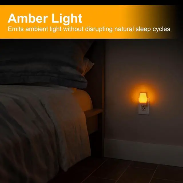 Alt view image 5 of 7 - Sleeplite Night Lights Plug Into Wall, Dusk to Dawn Sensor, Ambient Lighting, Sleep Aid, Bathroom Décor, LED Lights for Bedroom, Apartment Essentials, Smart Home,76135, Amber, 2 Pack
