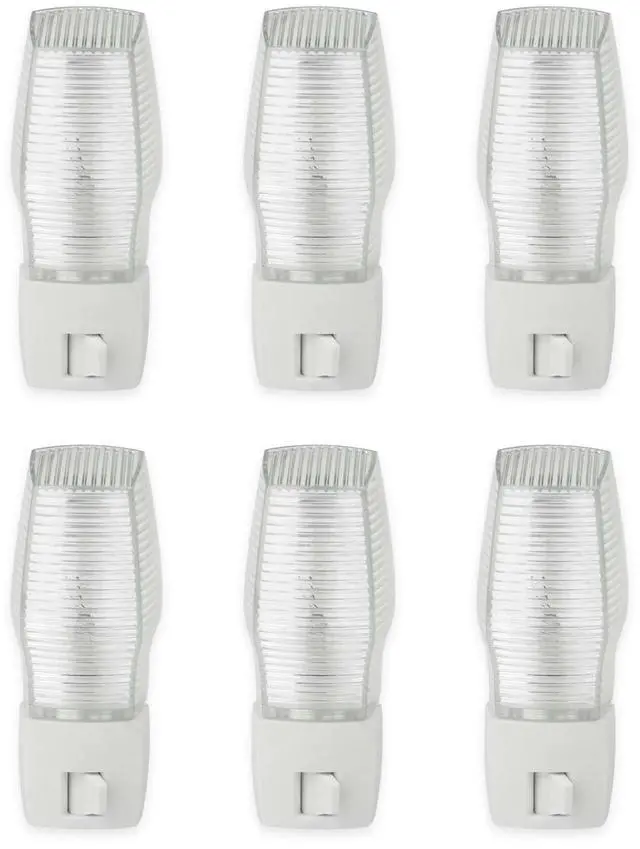 Main image of 6 Pack, Plug in Night Light with Manual On/Off Switch, 7W Incandescent Bulb Included, ETL Listed.
