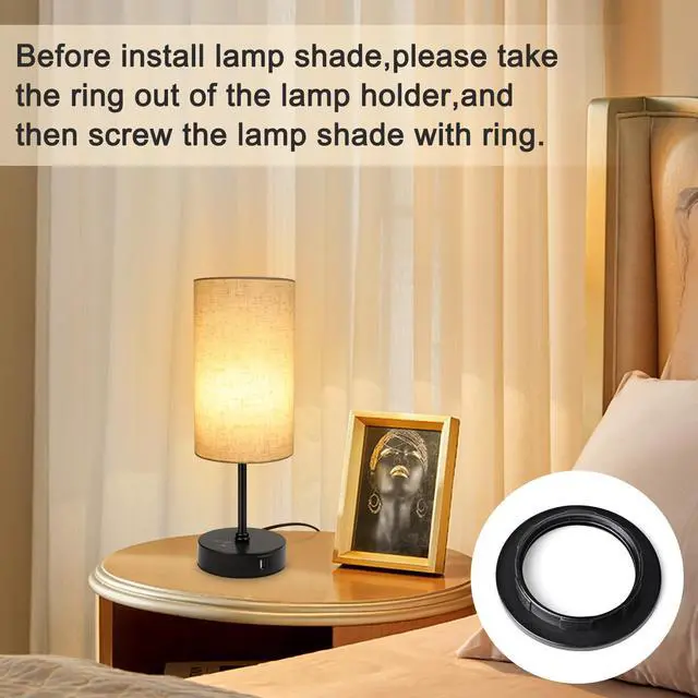 Alt view image 6 of 7 - Table Lamp, 3 CCT 3000K/4500K/6500K & RGB Color Changing, Stepless Dimmable Small Bedside Lamp for Reading, Ambience Nightstand Light for Home Decor Party, Beige Shade