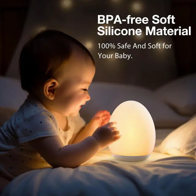 Alt view image 4 of 7 - Night Light for Kids, Baby Night Light with 7 Colors Changing Mode & Stepless Dimming, Nursery Night Light BPA Free,Rechargeable Egg Night Light for Breastfeeding 1h Timer & Touch Control