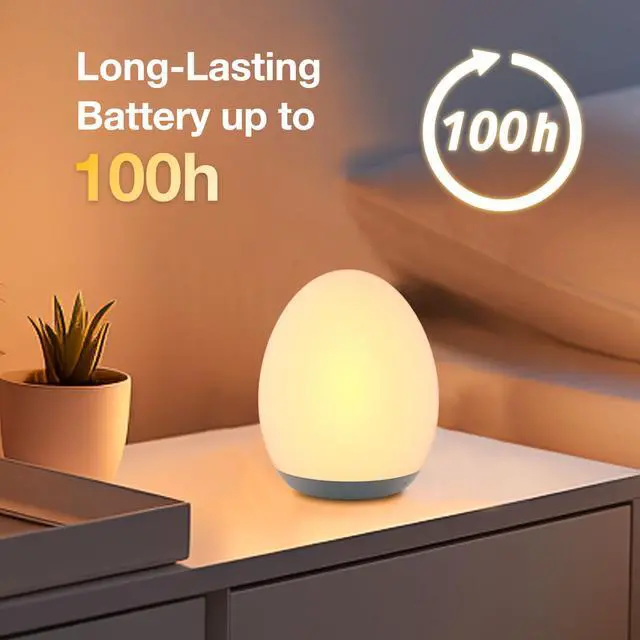 Alt view image 5 of 7 - Night Light for Kids, Baby Night Light with 7 Colors Changing Mode & Stepless Dimming, Nursery Night Light BPA Free,Rechargeable Egg Night Light for Breastfeeding 1h Timer & Touch Control