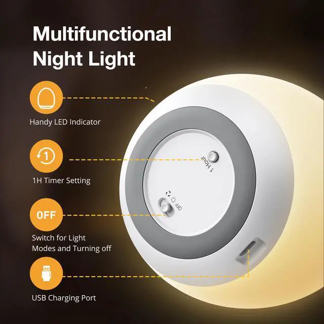 Alt view image 6 of 7 - Night Light for Kids, Baby Night Light with 7 Colors Changing Mode & Stepless Dimming, Nursery Night Light BPA Free,Rechargeable Egg Night Light for Breastfeeding 1h Timer & Touch Control