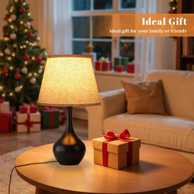 Alt view image 3 of 7 - 16.1" Touch Table Lamps for Nightstand, 3-Way Dimmable Small Bedroom Lamps for Night Stands, Black Bedside Lamps for Living Room, Kids Room, End Table