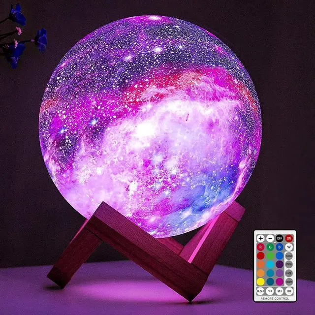 Main image of Moon Lamp Galaxy Lamp 5.9 inch 16 Colors LED 3D Moon Light, Remote & Touch Control Moon Night Light Gifts for Girls Boys Kids Women BirthdayWooden Base