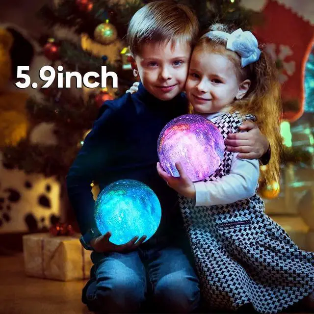 Alt view image 5 of 7 - Moon Lamp Galaxy Lamp 5.9 inch 16 Colors LED 3D Moon Light, Remote & Touch Control Moon Night Light Gifts for Girls Boys Kids Women BirthdayWooden Base