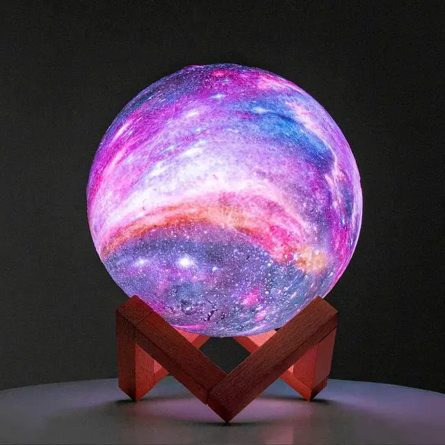 Alt view image 7 of 7 - Moon Lamp Galaxy Lamp 5.9 inch 16 Colors LED 3D Moon Light, Remote & Touch Control Moon Night Light Gifts for Girls Boys Kids Women BirthdayWooden Base