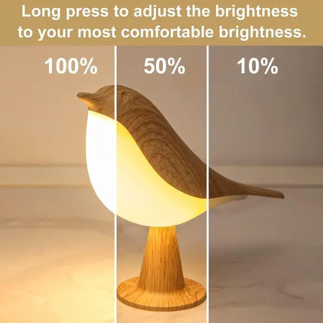 Alt view image 6 of 6 - Small Bird Table Lamp, Cordless Bedside Lamps, Battery Operated Lamp with 3 Color Temperatures, Dimmable Bird Night Light, Touch Lamps for Nightstand, Rechargeable Outdoor Lights for Patio