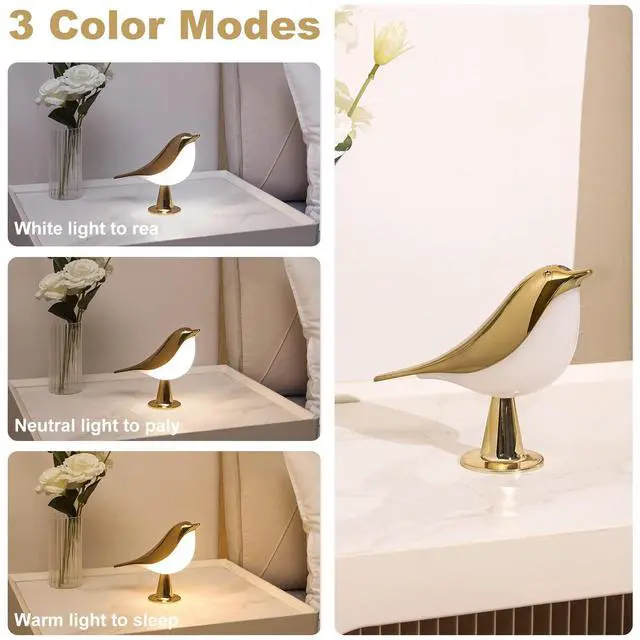 Alt view image 5 of 7 - Bedside Lamps Bird Lamp Bird Decorations for The Home Small Lamps for Small Spaces Night Light for Kids ABS Plastic Cute Lamp for Bedroom, Living Room, Kitchen, Outdoor, Office Decor