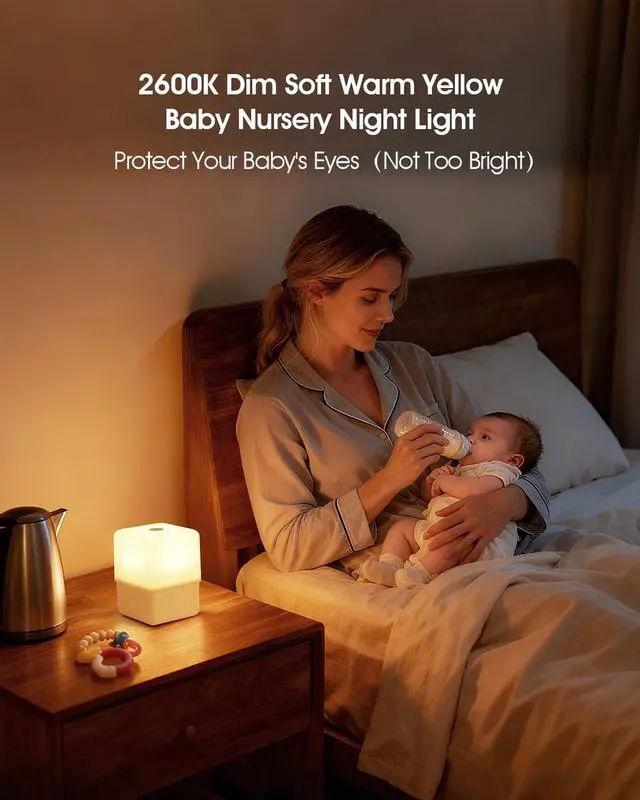 Alt view image 3 of 7 - Cool Lift Touch Lamps for Nightstand, Cordless Warm Night Light for Baby Nursery/Sleep Aid, Dimmable/2600K Amber/2000mAh Rechargeable, Small Bedside Nightlight for Kids and Adults' Bedroom