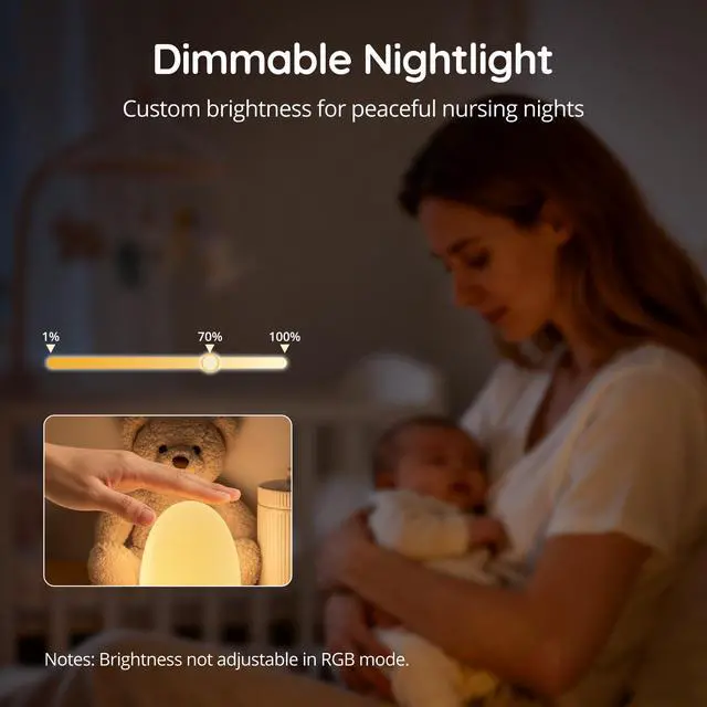 Alt view image 6 of 7 - Night Light for Kids, Baby Night Light with Sound Machine, RGB Egg Night Light for Nursery, Stepless Dimming, Touch Control, Night Lamp for Kids Bedroom, Safe & Harmless, Eye-Caring