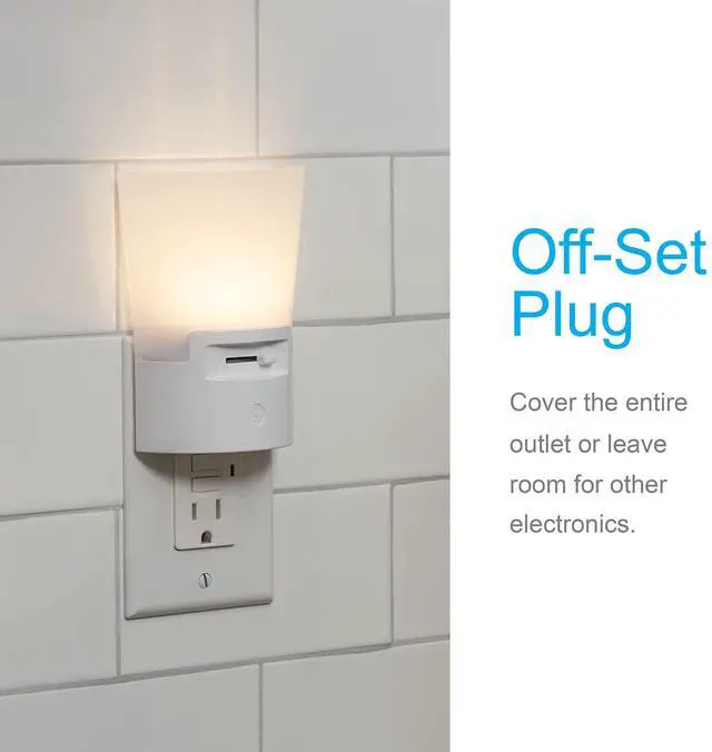 Alt view image 4 of 7 - Ultrabrite Dimmable Sconce LED Night Light GEPlug-In, Energy Efficient, Dusk-to-Dawn Sensor, Adjustable Brightness, Ideal for Bedroom, Bathroom, Hallway, Nursery, White, 45123, 1 Pack,