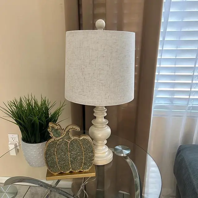 Alt view image 4 of 7 - Tradition 20.5" Rustic Table Lamp Set of 2 for Living Room Farmhouse Bedside Desk Lamps Bedroom Nightstand Vintage Lamps Linen WashedSuitable for Decorating Small Areas