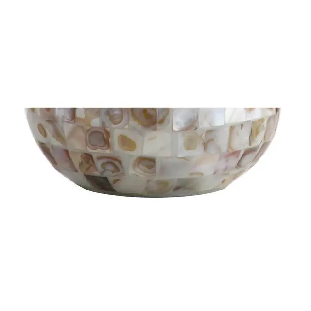 Alt view image 7 of 7 - Mona Coastal Mini LED Table Lamp 20.5" Bedside, Seashell | White Linen Drum Shade, Mother Of Pearl Resin Body, On-Off Rotary Switch, LED Bulb Included
