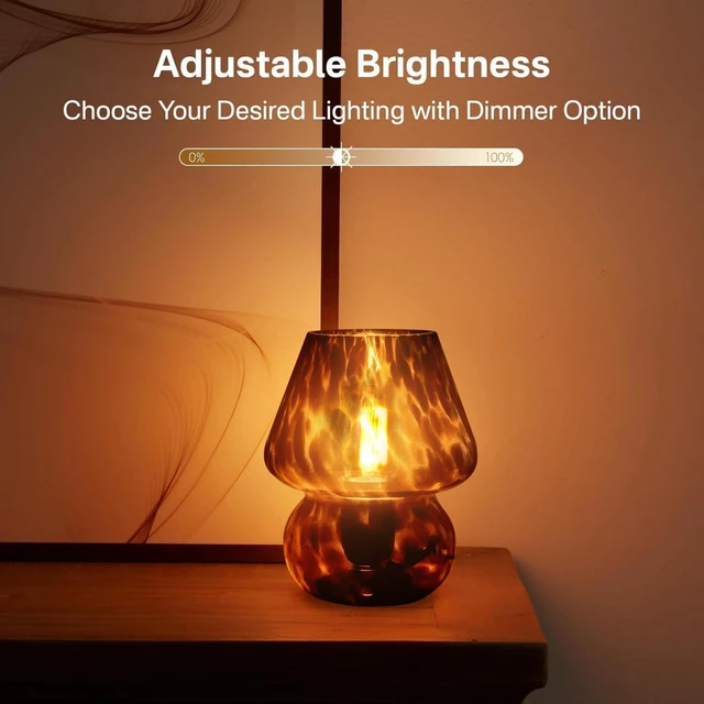 Alt view image 6 of 7 - Mushroom Lamp Small Lamp Table Lamp for Bedroom, Desk Bedside Lamps for Living Room,Mushroom Decor Cute Mini Modern Mid Century Lamps for Night Stands,Aesthetic Home Decor (Flame Black)