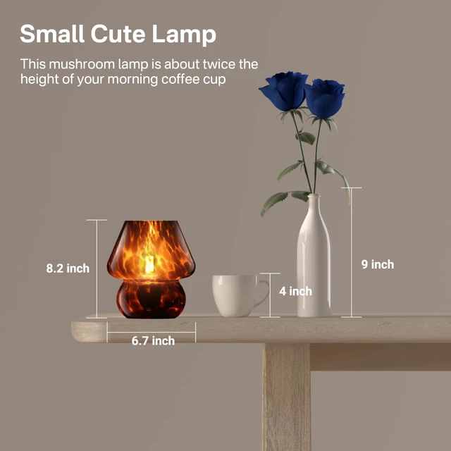 Alt view image 5 of 7 - Mushroom Lamp Small Lamp Table Lamp for Bedroom, Desk Bedside Lamps for Living Room,Mushroom Decor Cute Mini Modern Mid Century Lamps for Night Stands,Aesthetic Home Decor (Flame Black)
