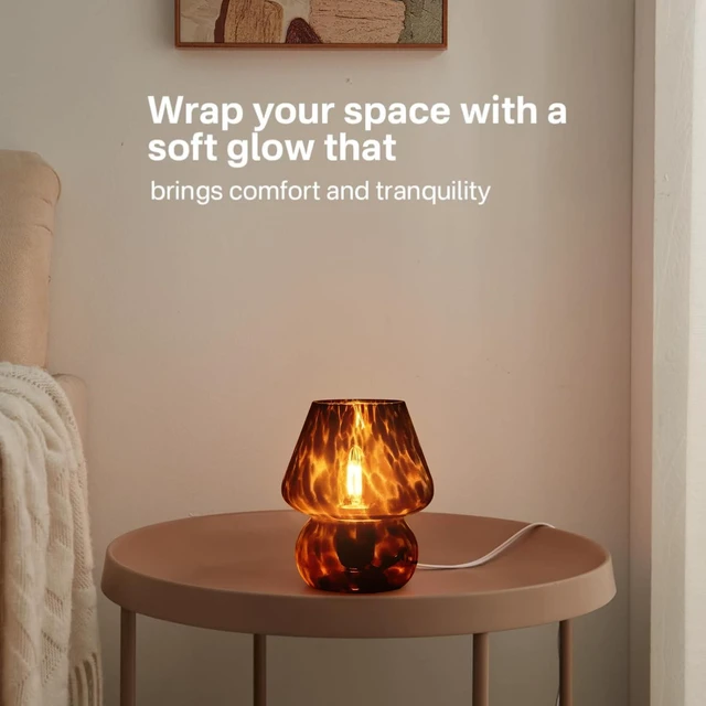 Alt view image 7 of 7 - Mushroom Lamp Small Lamp Table Lamp for Bedroom, Desk Bedside Lamps for Living Room,Mushroom Decor Cute Mini Modern Mid Century Lamps for Night Stands,Aesthetic Home Decor (Flame Black)