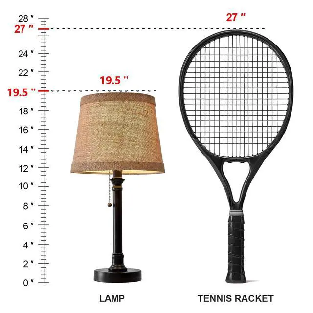 Alt view image 3 of 7 - 19.5" Small Table Lamp for Bedroom - Bedside Lamps for Nightstand, Black Table Lamp for Living Room with Fabric Shade, Desk Reading Lamp for Kids Room Living Room Office Dorm