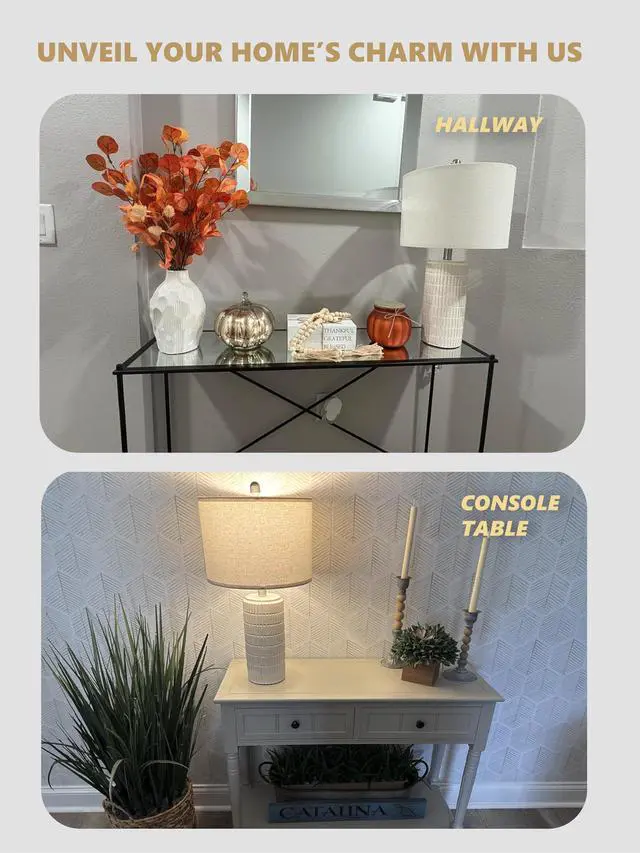 Alt view image 2 of 7 - 23'' Bedside Table Lamp for Bedroom Nightstands, Birthday Gifts for Women Mom, House Warming Gifts New Home Decor, Ceramic Lamp for Living Room, White Modern Bedroom Lamp