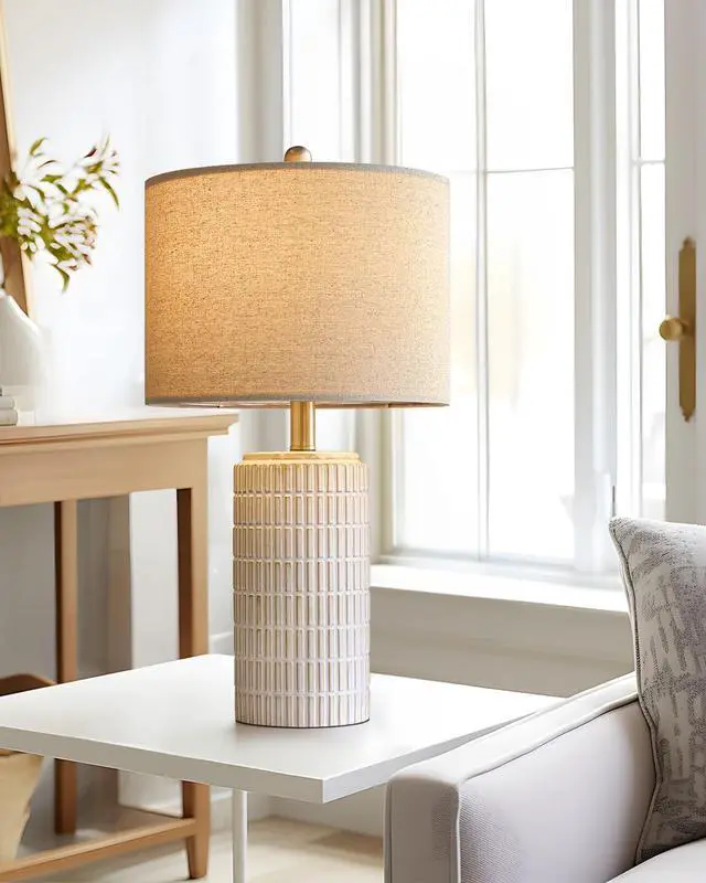 Alt view image 6 of 7 - 23'' Bedside Table Lamp for Bedroom Nightstands, Birthday Gifts for Women Mom, House Warming Gifts New Home Decor, Ceramic Lamp for Living Room, White Modern Bedroom Lamp