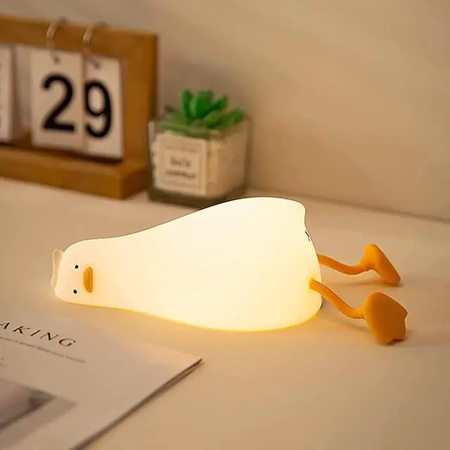 Main image of LED Lying Flat Duck Night Light, 3 Level Dimmable Nursery Nightlight,Cute Lamps Silicone Squishy Light Up Duck,Rechargeable Bedside Touch Lamp for Breastfeeding Toddler Baby Kids Decor