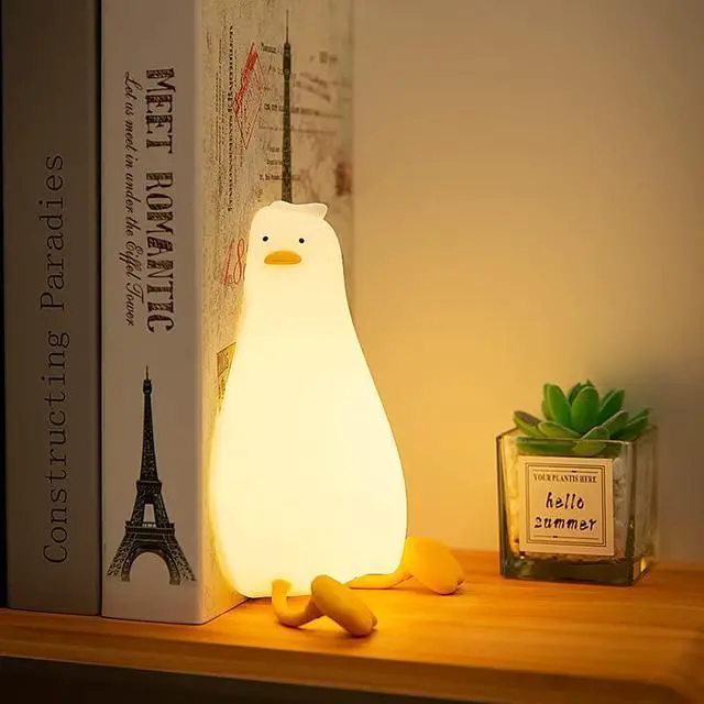 Alt view image 3 of 6 - LED Lying Flat Duck Night Light, 3 Level Dimmable Nursery Nightlight,Cute Lamps Silicone Squishy Light Up Duck,Rechargeable Bedside Touch Lamp for Breastfeeding Toddler Baby Kids Decor
