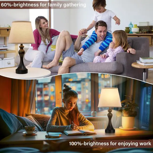 Alt view image 5 of 7 - Touch Lamps for Nightstand - Bedside Lamps Set of 2, 3 Way Dimmable, USB C+A for Bedroom & End Tables (LED Bulbs Included)