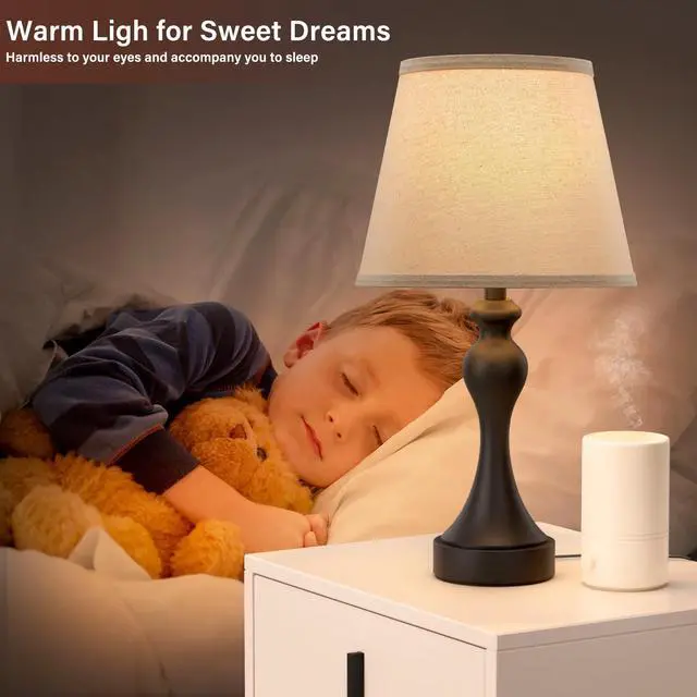 Alt view image 6 of 7 - Touch Lamps for Nightstand - Bedside Lamps Set of 2, 3 Way Dimmable, USB C+A for Bedroom & End Tables (LED Bulbs Included)