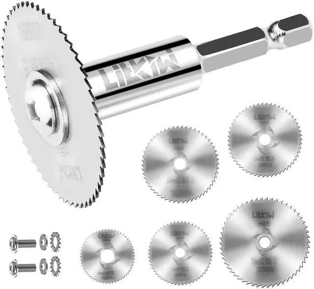 Main image of 1/4-Inch Hex Shank Rotary Drill Saw(with 5PCS Blades),HSS Saw Disc Wheel Cutting Blades for Drills Rotary Tools