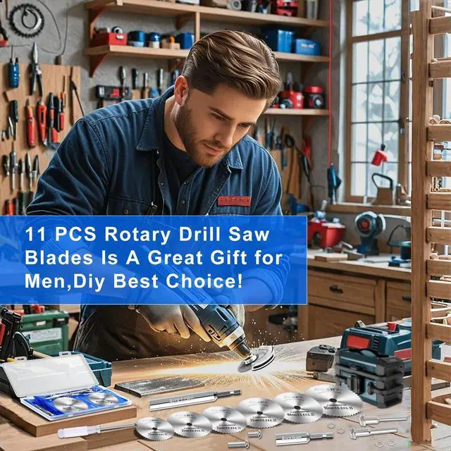 Alt view image 3 of 7 - 11 PCS Rotary Drill Saw Blades: 6 PCS Mini Circular Saw Blades with 2 PCS 1/4" Hex Shank, 1/8" & 1/4" Round Shanks+ Screwdriver, HSS Small Cutting Discs for Drills Rotary Tools, Inside PVC Pipe Cutter