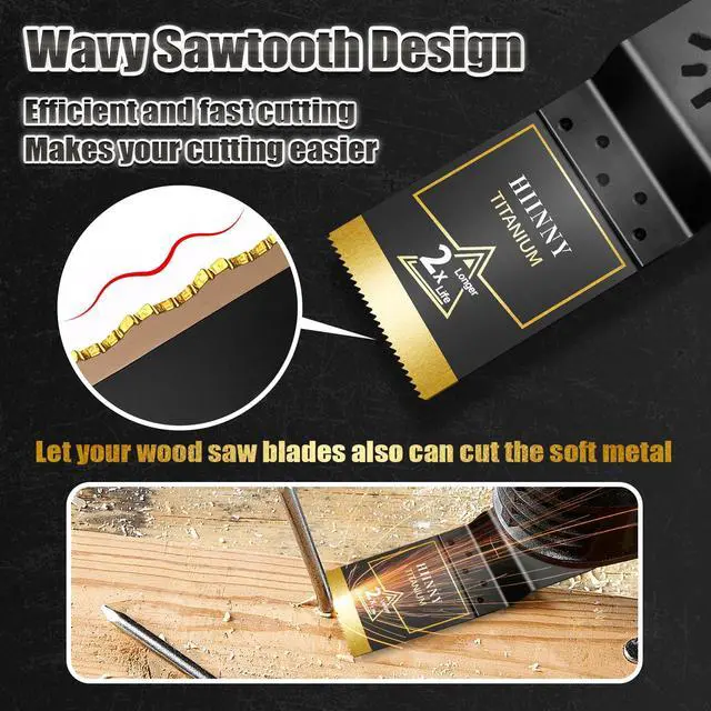 Alt view image 4 of 7 - 6PCS Titanium Oscillating Tool Blades, Professional Universal Titanium Oscillating Saw Blades Multitool Blades Kits for Metal Wood Plastics, Dewalt Milwaukee Ryobi Fein