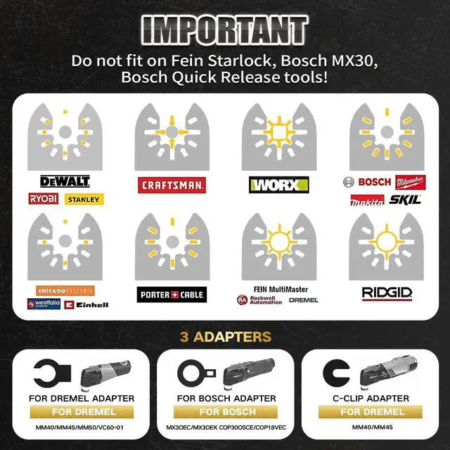 Alt view image 5 of 7 - 6PCS Titanium Oscillating Tool Blades, Professional Universal Titanium Oscillating Saw Blades Multitool Blades Kits for Metal Wood Plastics, Dewalt Milwaukee Ryobi Fein