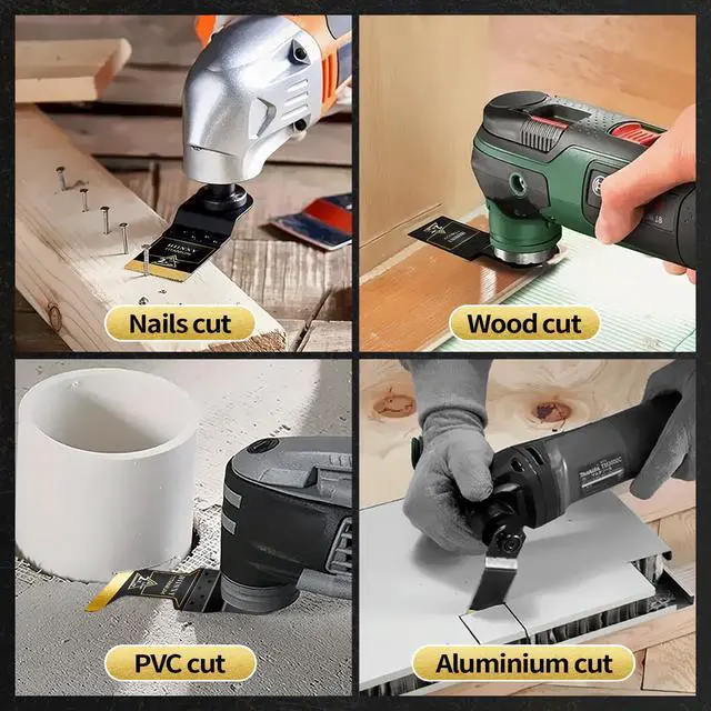 Alt view image 6 of 7 - 6PCS Titanium Oscillating Tool Blades, Professional Universal Titanium Oscillating Saw Blades Multitool Blades Kits for Metal Wood Plastics, Dewalt Milwaukee Ryobi Fein