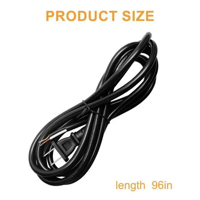 Alt view image 2 of 7 - 8FT 16/2 Power Cord Replacement for Drills, Sanders, Chop Saws, Grinders, Vacuums, Miter Saws, Appliances, Motors etc Power Tools Black