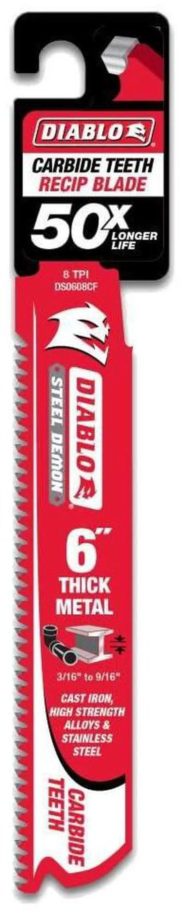 Alt view image 3 of 3 - Steel Demon Carbide Teeth Reciprocating Saw Blade For Thick Metal - Designed for Extreme Metal Cutting - 6" Length, 8 TPI - DS0608CF