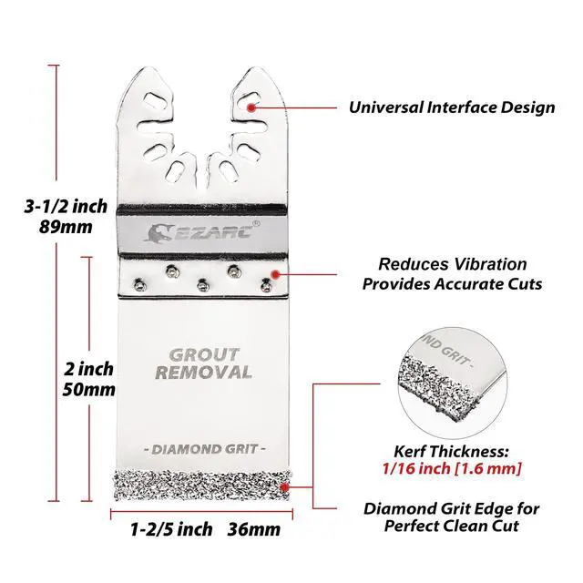 Alt view image 2 of 7 - Diamond Oscillating Blade, Flush Cutting Oscillating Multi Tool Saw Blades for Grout Removal, Cleaning Mortar DO34F, 3-Pack