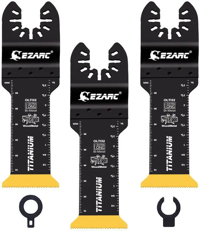 Main image of Titanium Oscillating Saw Blades, Extra-Long Oscillating Multitool Blades for Metal, Wood Nails, Screws Cutting, Plastic, 3 Pack