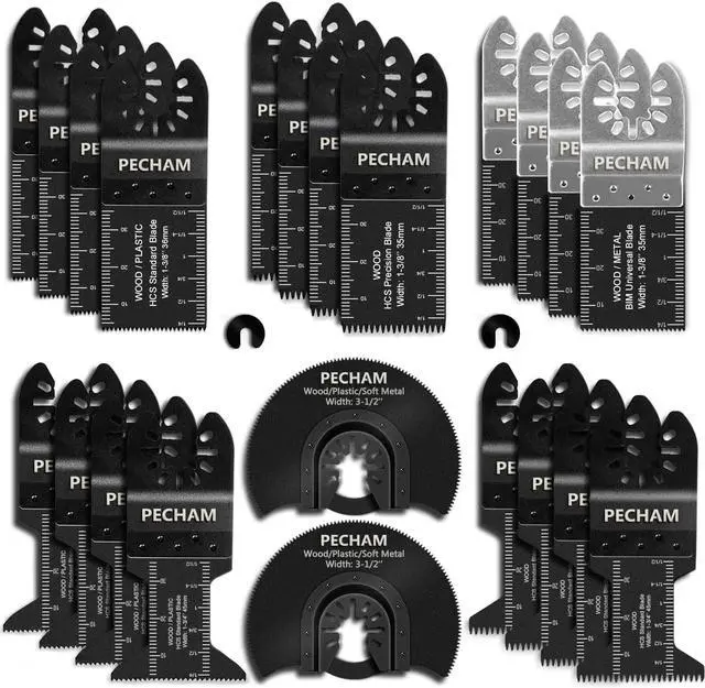 Main image of 24PCS Universal Wood Metal Oscillating Multitool Quick Release Saw Blades Fit Porter Cable Black & Decker Rockwell Ridgid Ryobi Milwaukee Chicago Craftsman