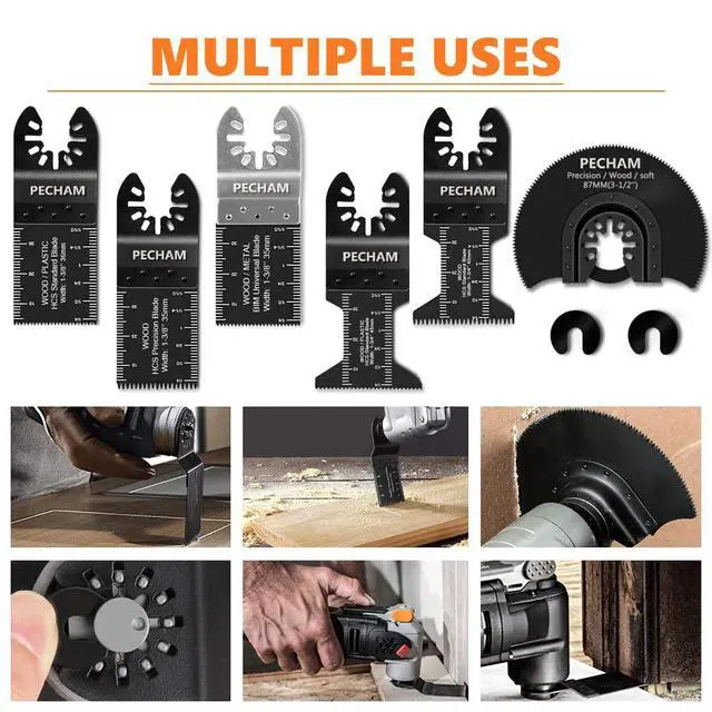 Alt view image 2 of 7 - 24PCS Universal Wood Metal Oscillating Multitool Quick Release Saw Blades Fit Porter Cable Black & Decker Rockwell Ridgid Ryobi Milwaukee Chicago Craftsman